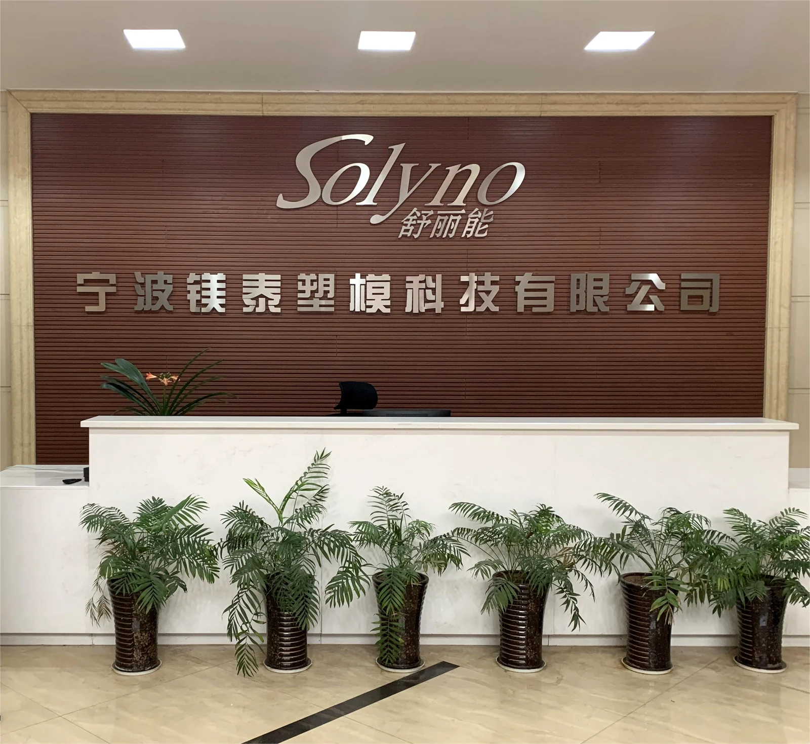 舒丽能公司前台与品牌标识墙